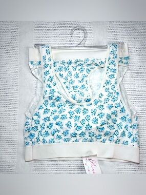NOS 90’s Blue Ditsy Floral Bralette & Panty Set Women’s M Size 6 by Princess